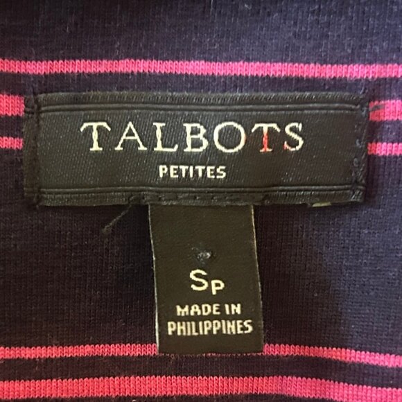 Talbots cotton-blend maxi skirt, pink stripes on navy, sz SP - Picture 2 of 6